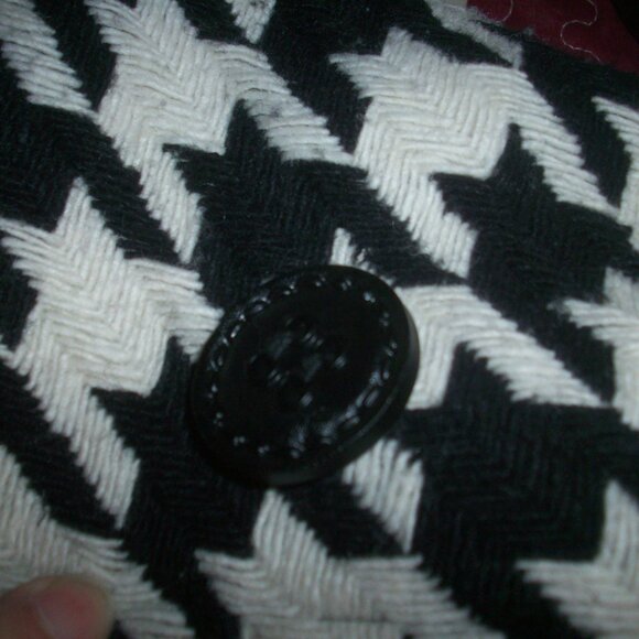 Express Tweed Wool Blend Medium, Black  White Pea Coat Preppy Academia Lined - Picture 14 of 16